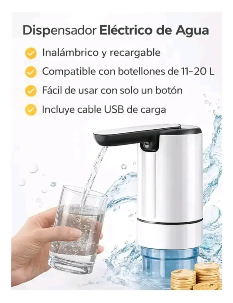 Dispensador Eléctrico de Agua Inalámbrico Recargable - 1