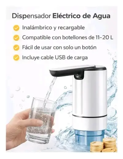 Dispensador Eléctrico de Agua Inalámbrico Recargable - miniatura 1