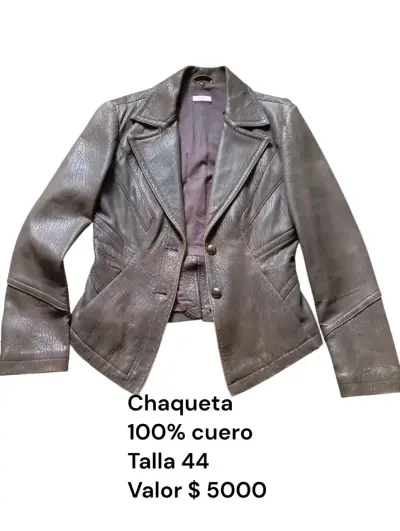 Chaqueta de cuero marrón talla 44 - miniatura 1