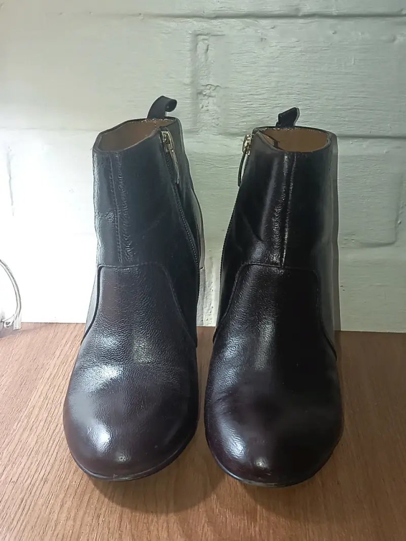 Botines de cuero café con tacón alto Gacel - 4