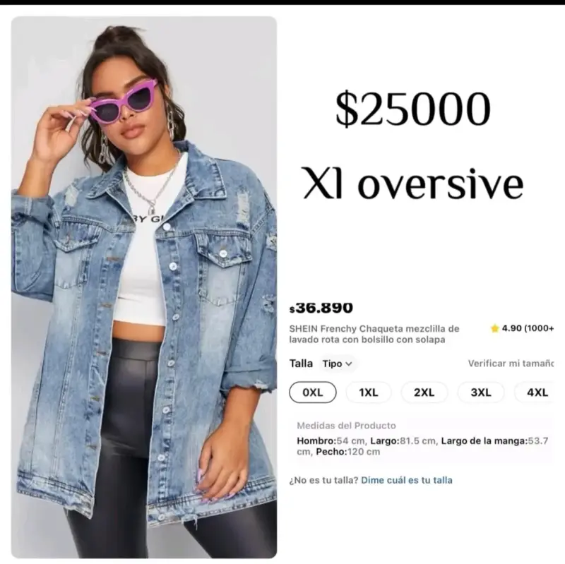 Chaqueta de mezclilla SHEIN Frenchy XL