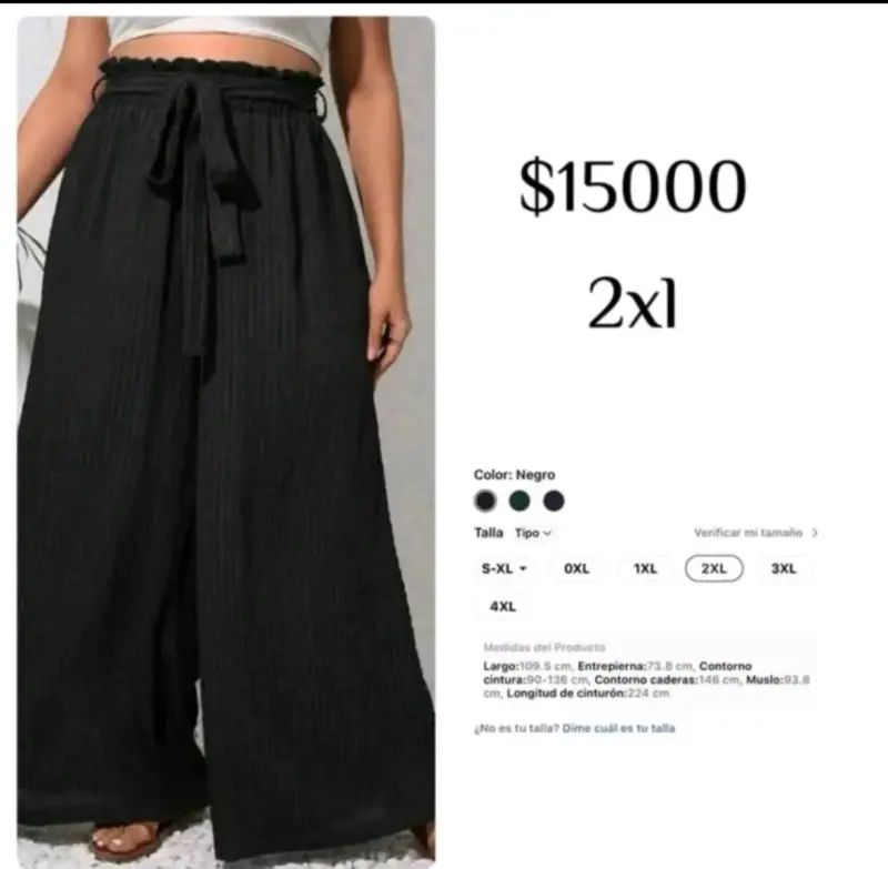 Pantalones anchos negros talla 2XL