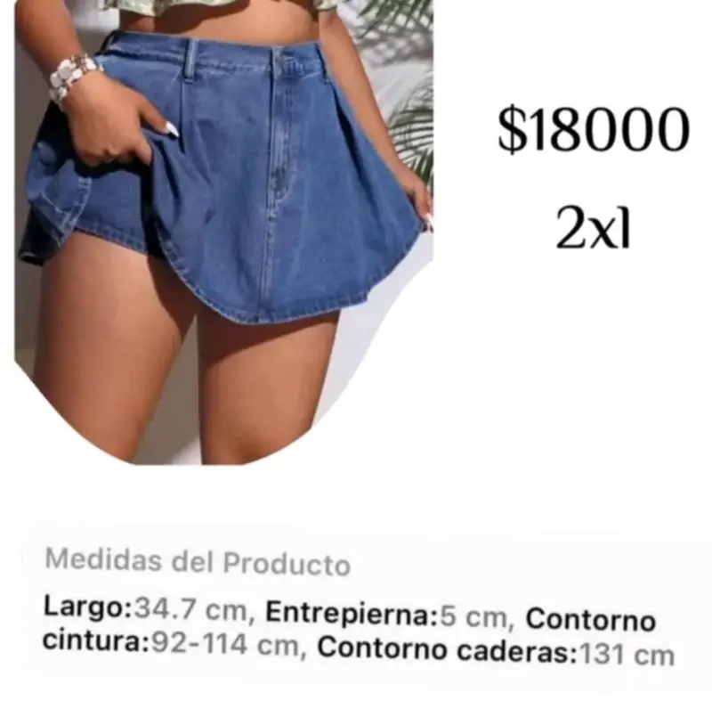 Falda short de mezclilla talla 2XL