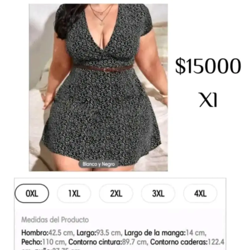 Vestido Talla XL Blanco y Negro