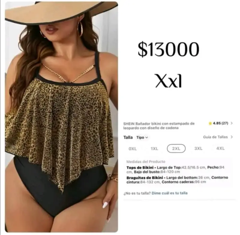 Bañador bikini SHEIN leopardo con cadena XXL