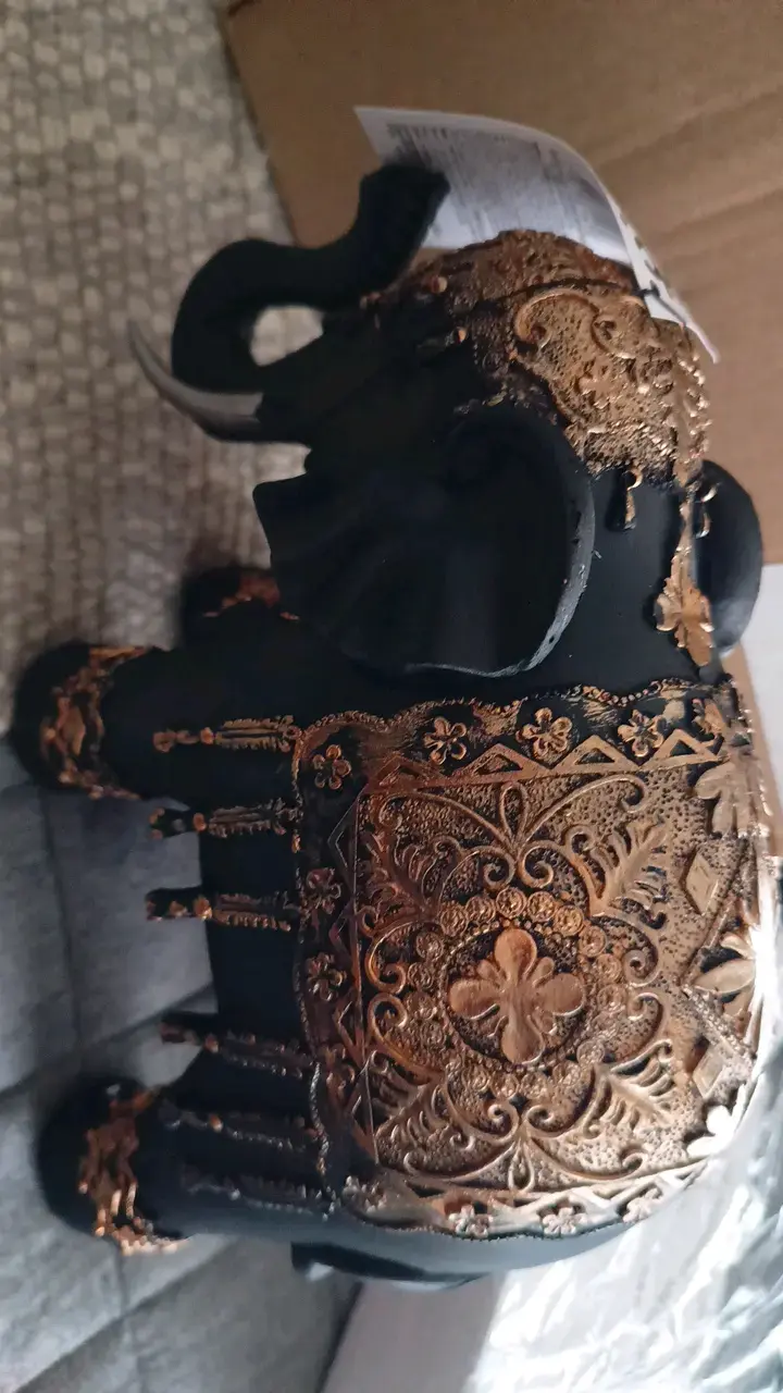 Figura decorativa elefante dorado negro - 4