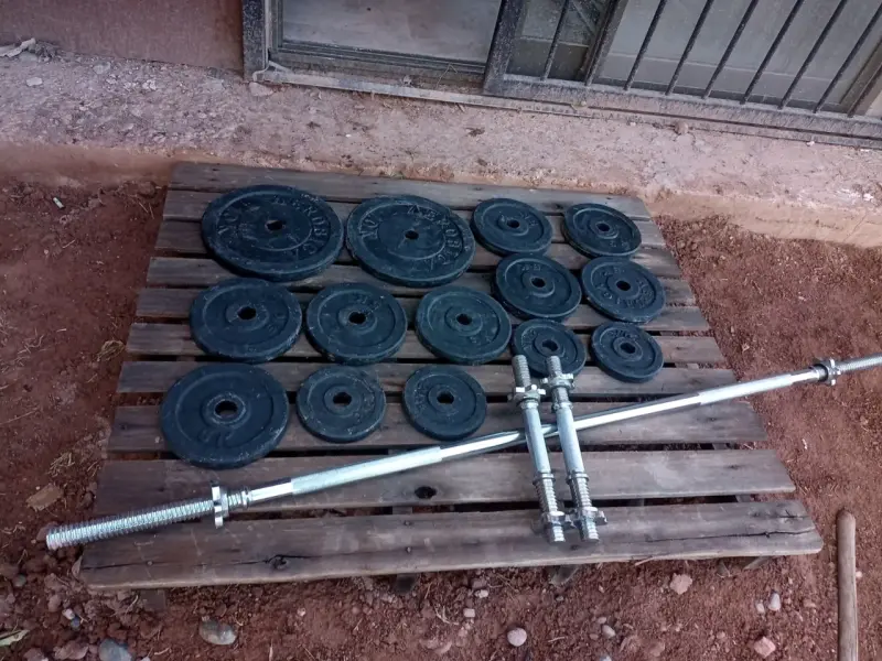 pesas con barras y discos