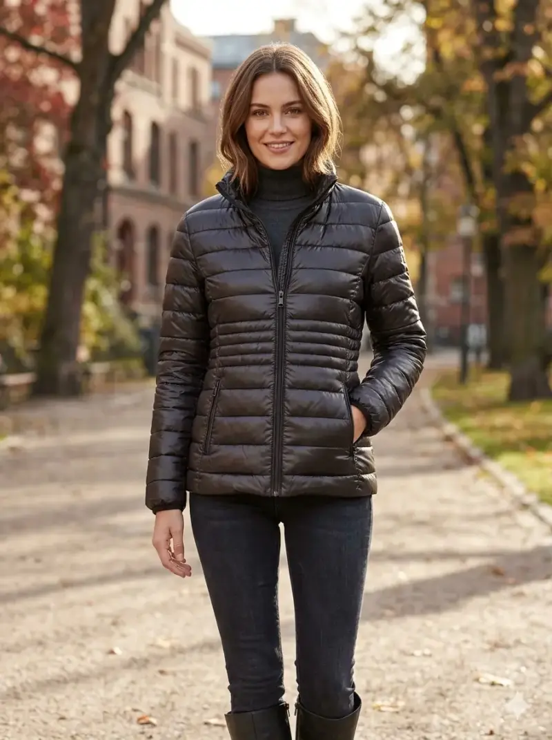 Chaqueta acolchada negra para mujer