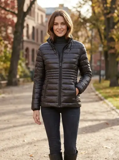 Parka acolchada negra para mujer - miniatura 1