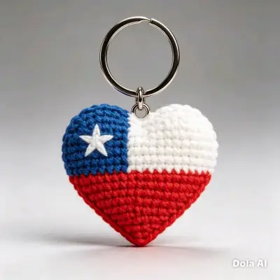 Llavero Tejido a Mano Bandera Chilena - miniatura 1