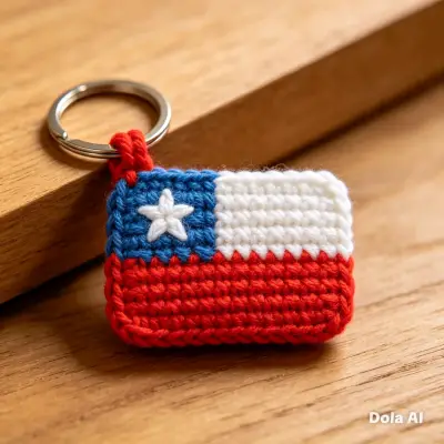 Llavero Tejido a Mano Bandera Chilena - miniatura 2