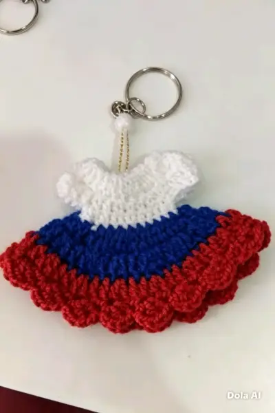 Llavero Tejido a Mano Bandera Chilena - miniatura 4