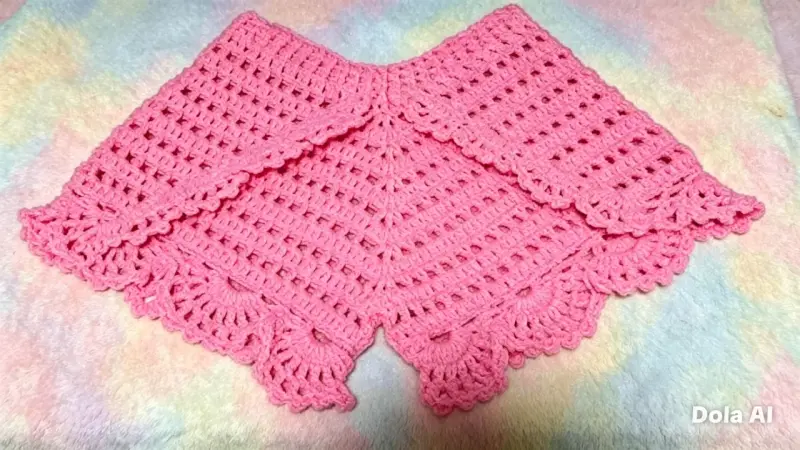 Shorts tejido a crochet rosa para niñas o mujeres