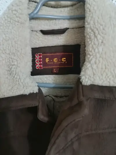 Chaqueta de gamuza marrón con forro de chiporro - miniatura 2