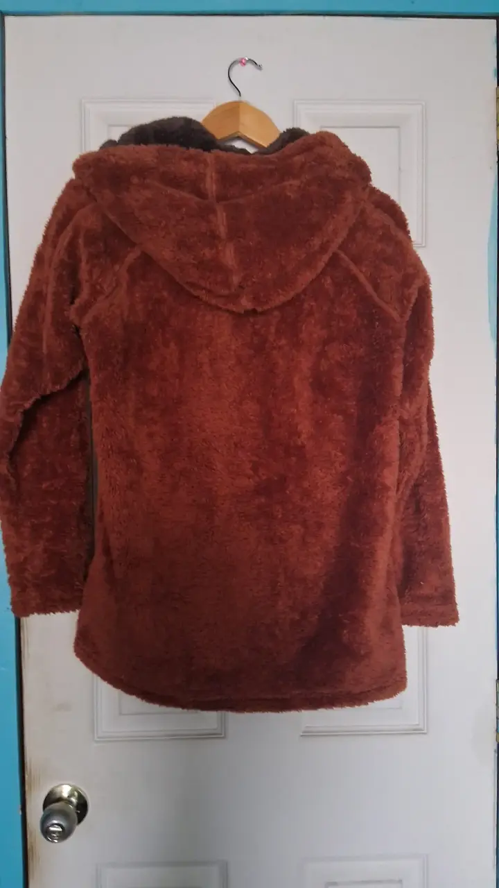 Chaqueta de felpa marrón con capucha - 2