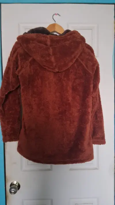 Chaqueta de felpa marrón con capucha - miniatura 2