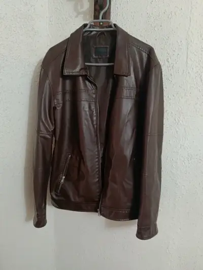 Chaqueta de cuero marrón para hombre talla L - miniatura 1