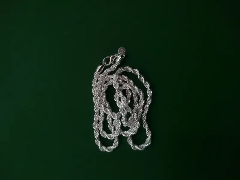 Cadena de plata de plata larga nueva - 3