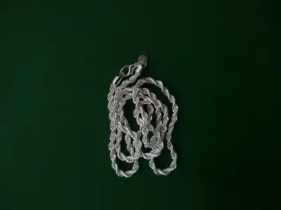 Cadena de plata de plata larga nueva - miniatura 3