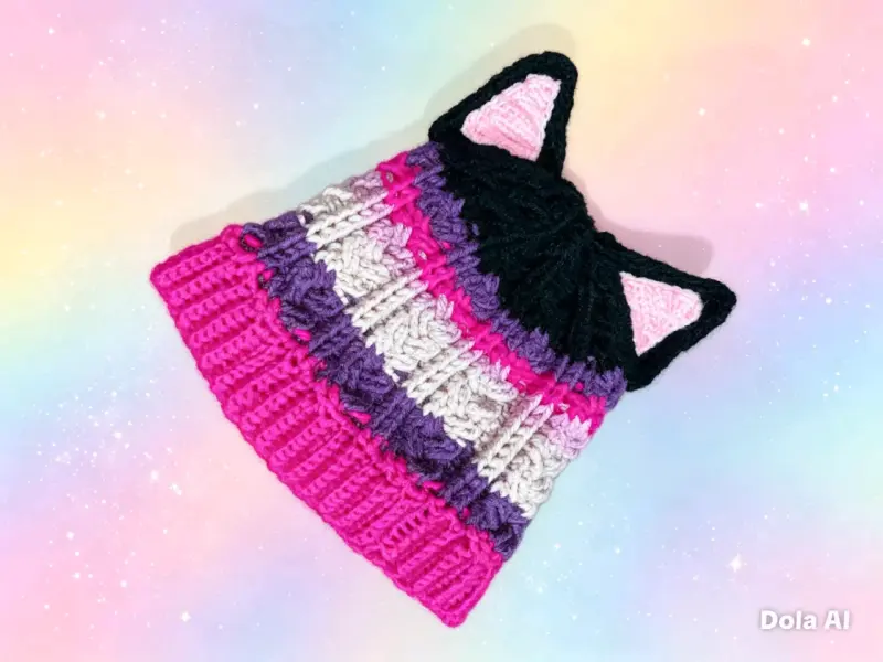 Gorros tejidos para niños con orejas y lazos