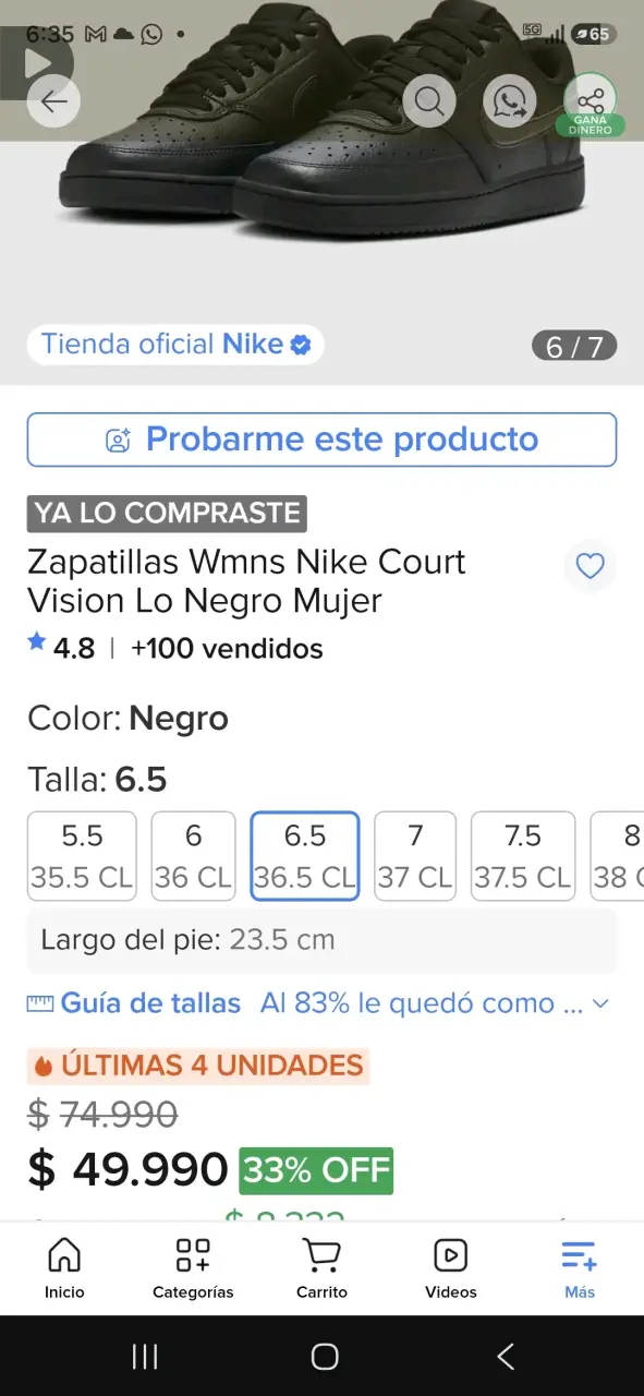 Zapatillas Nike Court Vision Lo Mujer Negras - 4