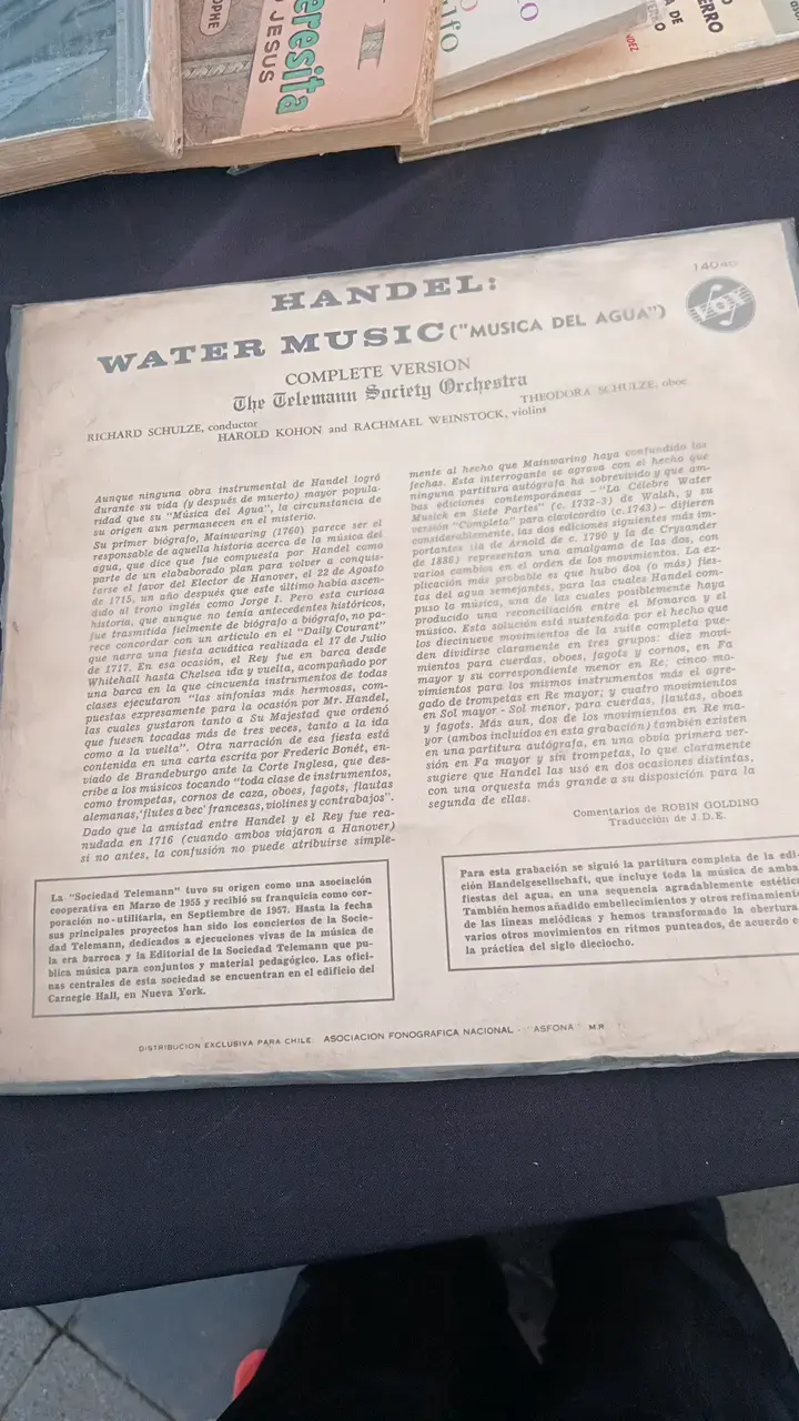 Vinilo Haendel Water Music Completo - 2