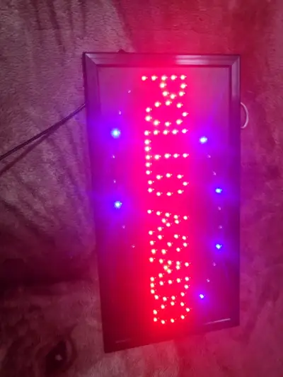 Letrero LED abierto rojo y azul - miniatura 1