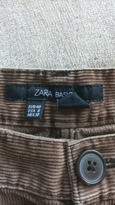Pantalones de pana marrón Zara Basic para hombre - miniatura 2