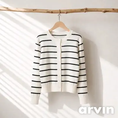 Sweater crop de rayas para mujer - miniatura 1