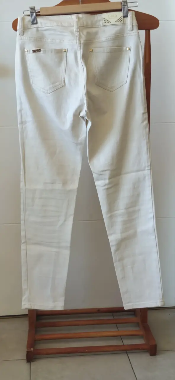 Pantalones de mezclilla blancos con bordado Liolà - 4