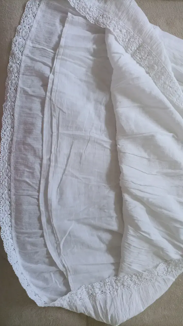 Falda blanca de algodón con encaje - 2