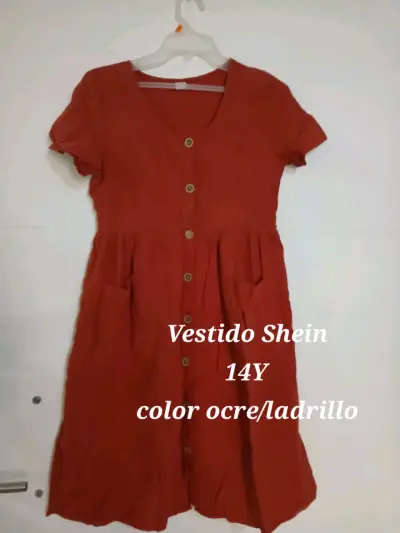 Vestido Shein ocre ladrillo 14Y - miniatura 1