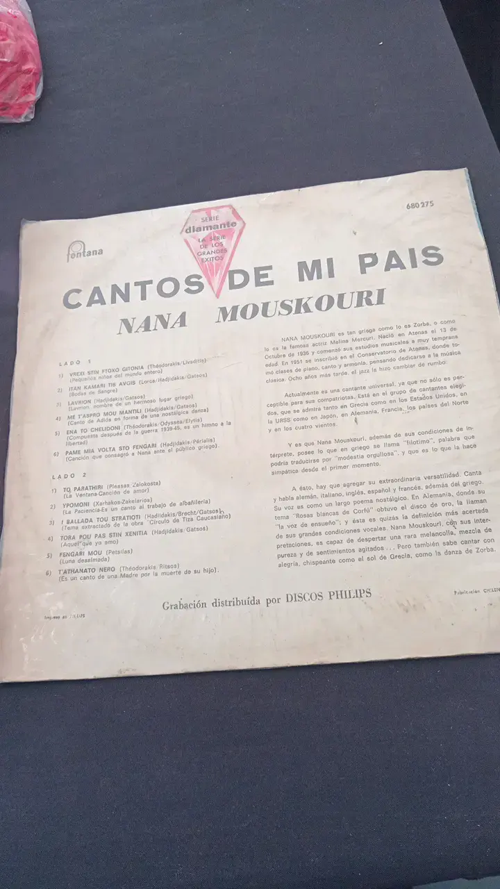 Vinilo Nana Mouskouri Chants De Mon Pays - 2