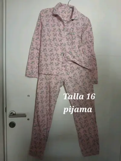 Pijama rosado con estampado de unicornios talla 16 - miniatura 1
