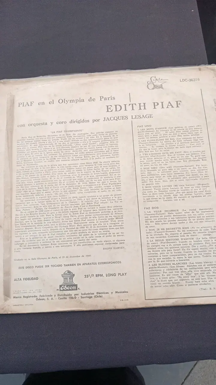 Vinilo Edith Piaf en el Olympia de París - 2
