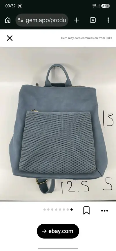 Mochila de cuero azul con bolsillo frontal - miniatura 1