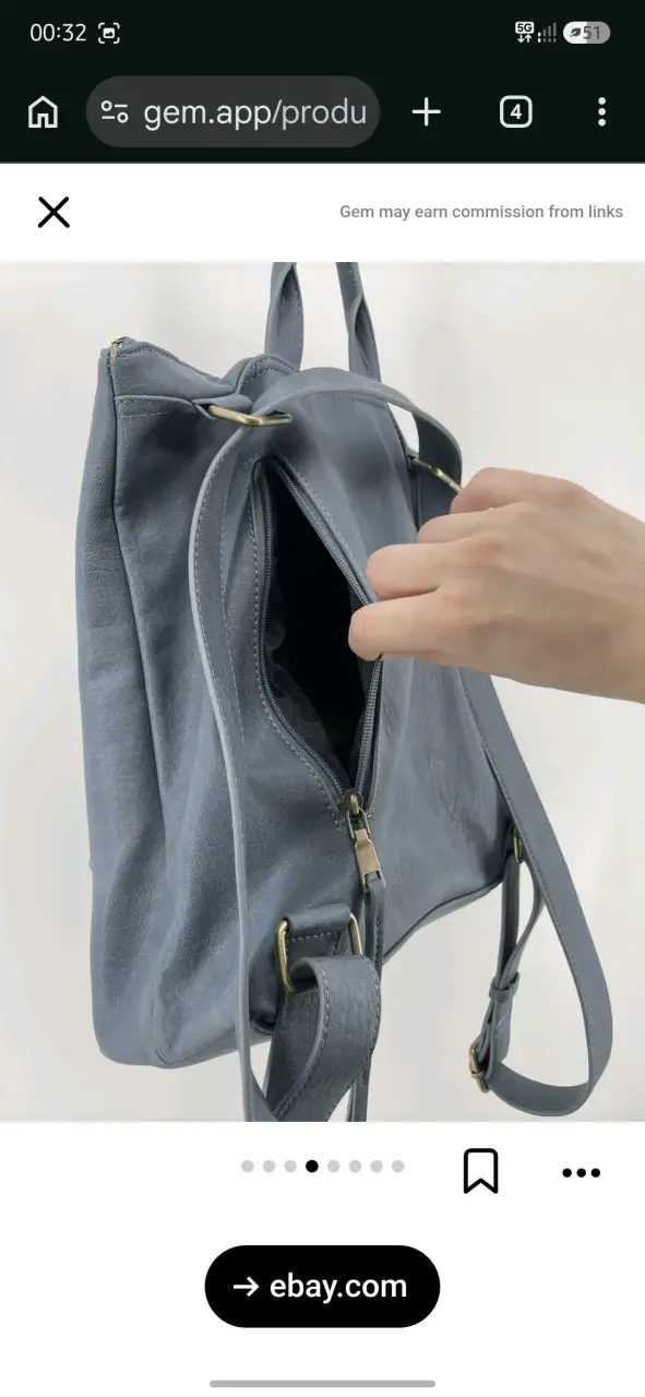 Mochila de cuero azul con bolsillo frontal - 2