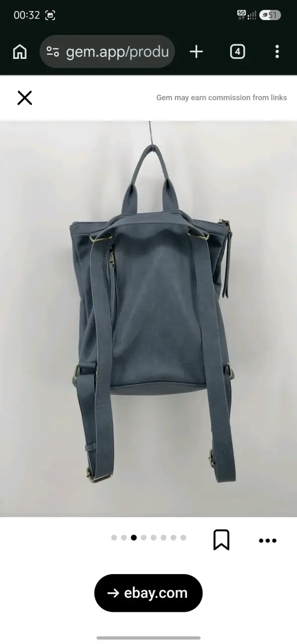 Mochila de cuero azul con bolsillo frontal - 3