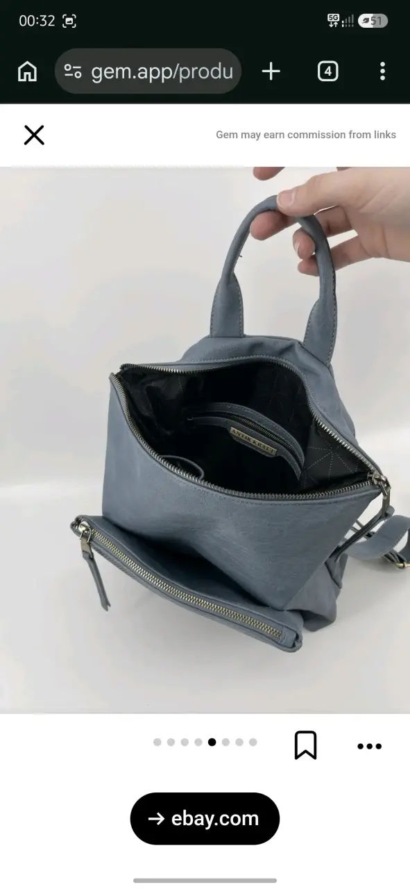 Mochila de cuero azul con bolsillo frontal - 5