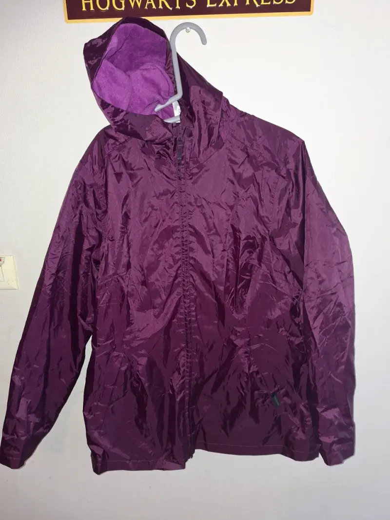 Chaqueta impermeable morada para mujer talla L - 1