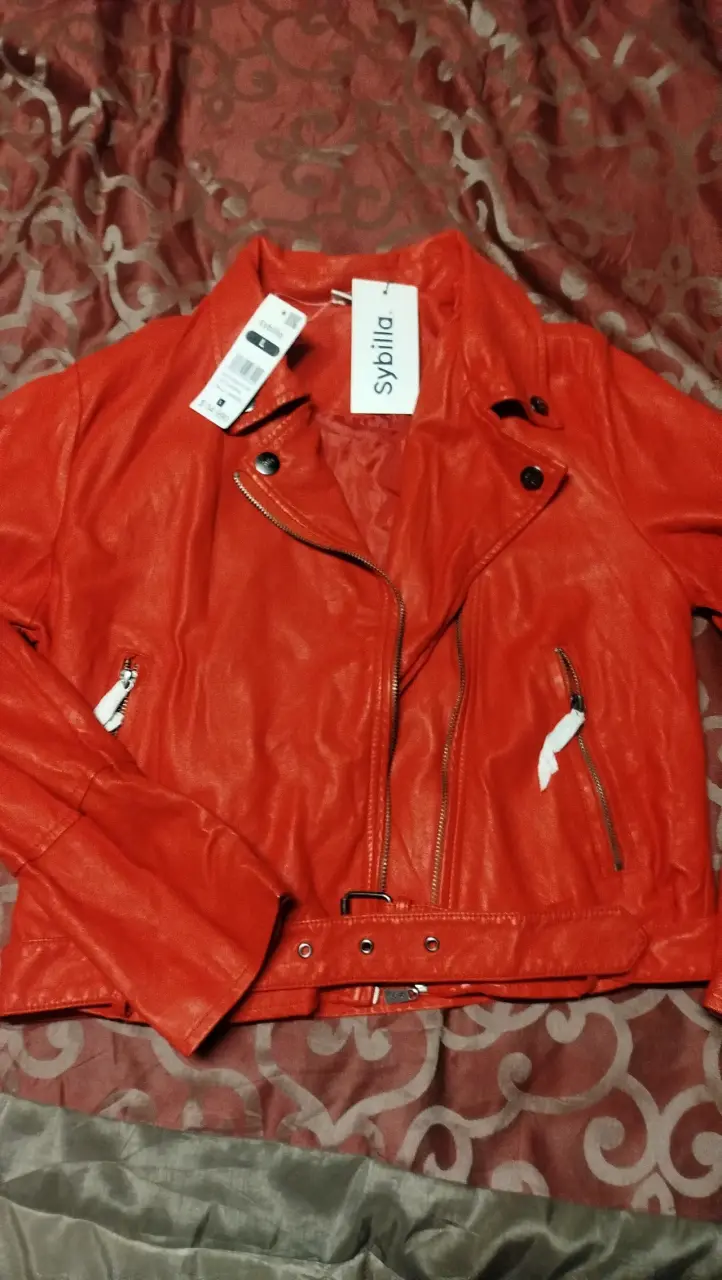 Chaqueta de cuero sintético roja Sybilla - 1
