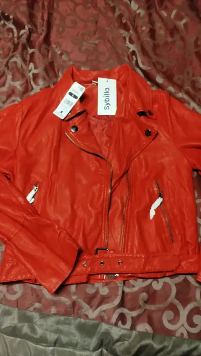 Chaqueta de cuero sintético roja Sybilla - miniatura 1