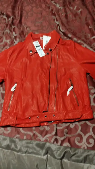 Chaqueta de cuero sintético roja Sybilla - miniatura 2