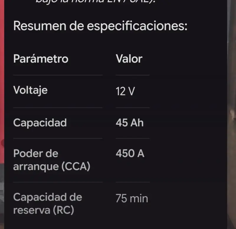 Batería de Auto Hankook 12V 45Ah - 3