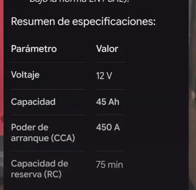 Batería de Auto Hankook 12V 45Ah - miniatura 3