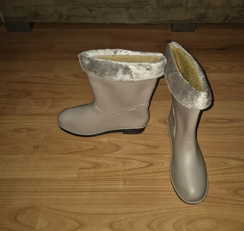 Botas de lluvia beige con forro de felpa - 4