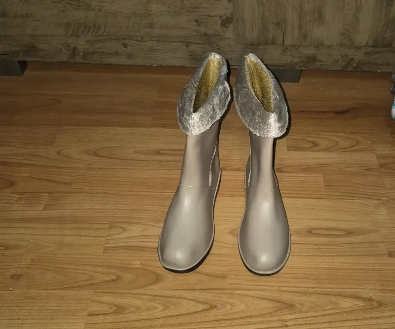 Botas de lluvia beige con forro de felpa - 5