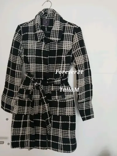 Abrigo de lana a cuadros Forever 21 talla M - miniatura 1