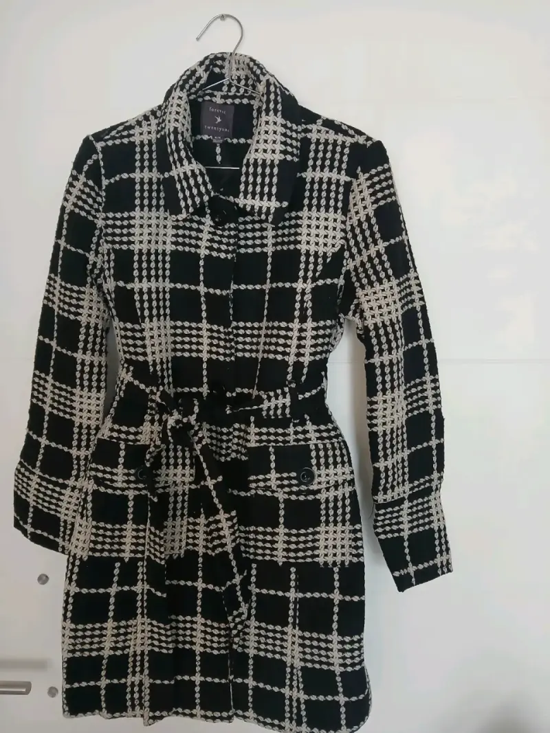 Abrigo de lana a cuadros Forever 21 talla M - 2
