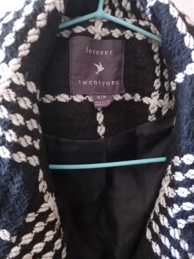Abrigo de lana a cuadros Forever 21 talla M - miniatura 3